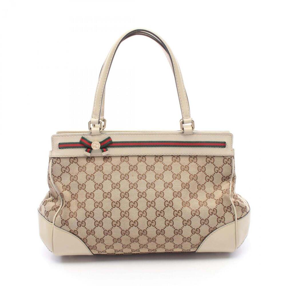Gucci Mayfair GG Canvas Sherry Line Tote Bag Handbag Leather Women's Beige/Iv...